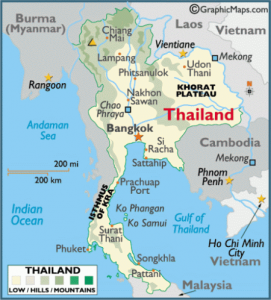 Kaart van Thailand